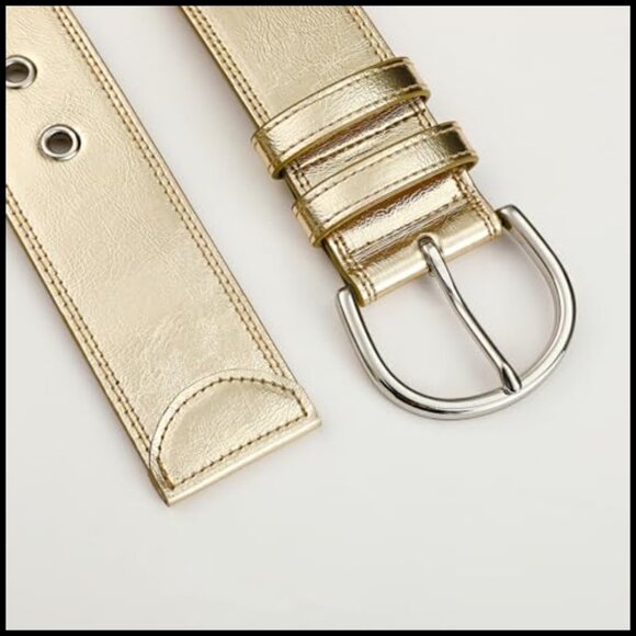 Women\'s Faux Leather Gold Belt for Jeans and Pants main image 5